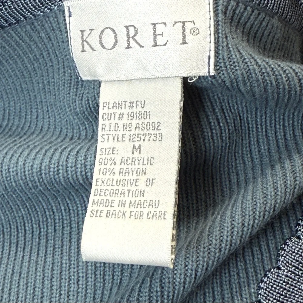 Koret Embroidered Sweater Womens M Cardigan Velvet Ribbon Trim Cottagecore Soft - Picture 8 of 9